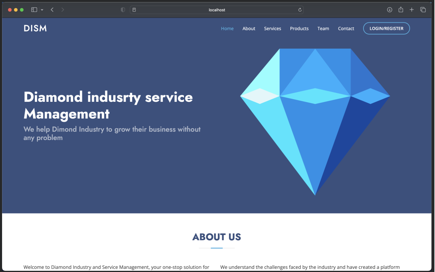 Screenshot of Diamond Industry Service Management